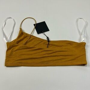 NWT Jluxlabel One Shoulder Think Strap Bra Top Mustard Yellow Small NEW